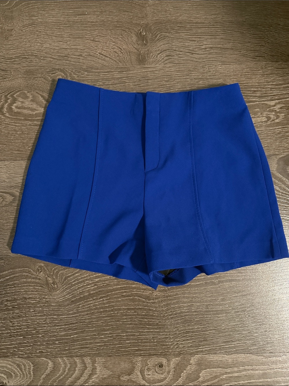 Mango High-Waist Cobalt Shorts